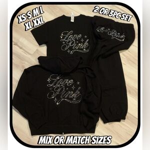 VICTORIAS SECRET PINK BLING CAMPUS TEE SHIRT & PANTS XS~XXL NEW WITH TAGS